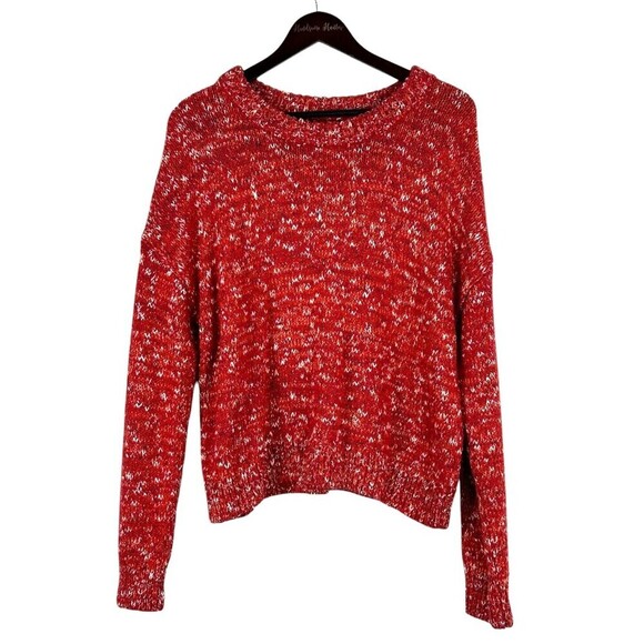 Goodthreads Women Sz XL Short Crewneck Popcorn Marled Red Long Sleeve Sweater R2 - Picture 1 of 13